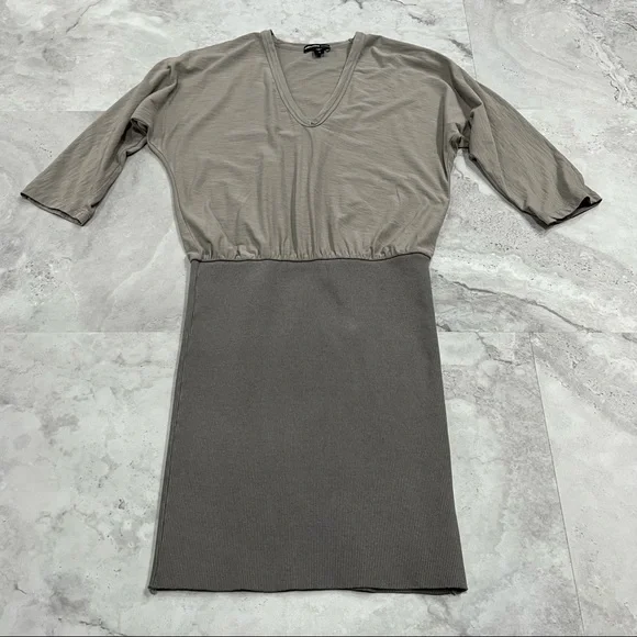 James Perse Mixed Media Grey Blouson Dress Size 1 Fits like a Small S James Perse Mixed Media Grey Blouson Dress Size 1 Fits like a Small S